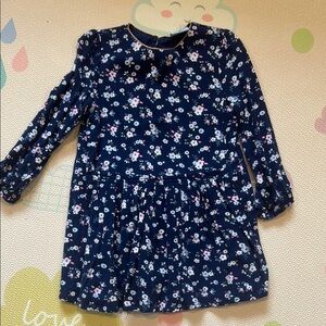 Blue and Pink Casual Sundress with Bishop Sleeves